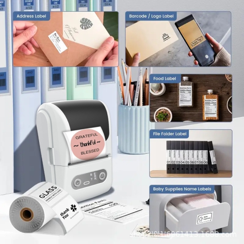 Mini Thermal Label Printer Portable Printer List Name Classification Identification Clothing Label Printer Suitable for Small Business, Mailing,