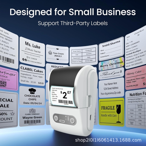 Mini Thermal Label Printer Portable Printer List Name Classification Identification Clothing Label Printer Suitable for Small Business, Mailing,