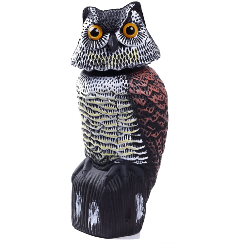 Fake Owl Decoys to Scare Birds Away, Rotating Head Sculptures, Nature Enemy Scarecrow Plastic Statues,Garden Protectors