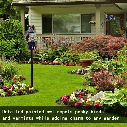 Fake Owl Decoys to Scare Birds Away, Rotating Head Sculptures, Nature Enemy Scarecrow Plastic Statues,Garden Protectors