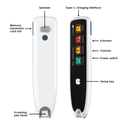 Translator Pen, Scan Reader Pen for Dyslexia, Digital Pen Scanner Text to Speech Device,Translator Pen Support Bluetooth for Students Adults