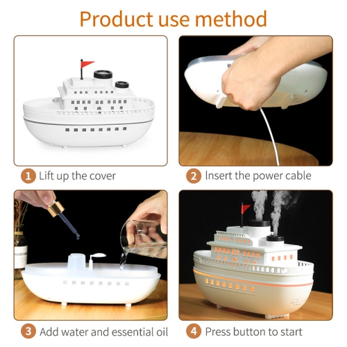 Ship shape ultrasonic aromatherapy humidifier 7 color changing lights large mist ultrasonic essential oil diffuser 300ML