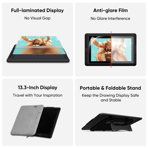 XPPen 13.3’‘ New Upgraded IPS Drawing Monitor Pen Display Full-Laminated Graphics Drawing Monitor