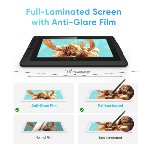 XPPen 13.3’‘ New Upgraded IPS Drawing Monitor Pen Display Full-Laminated Graphics Drawing Monitor