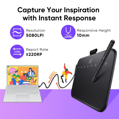 XPPen 6''x4'' Deco 640 Drawing Tablet with 16384 Pressure Levels Sensitivity Stylus OSU Chromebook supported Drawing Pad for Digital Drawing Teaching