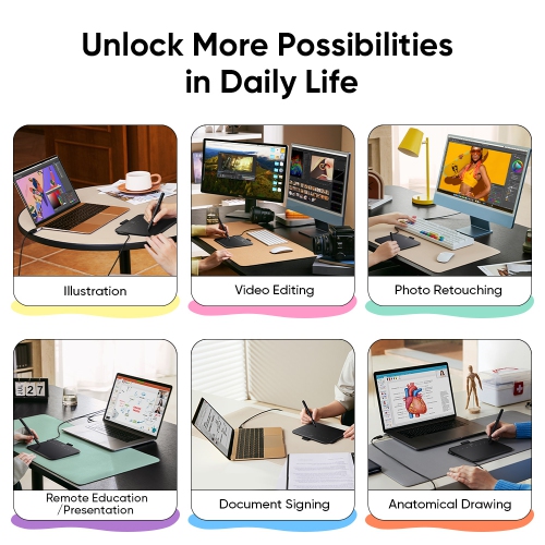 XPPen 6''x4'' Deco 640 Drawing Tablet with 16384 Pressure Levels Sensitivity Stylus OSU Chromebook supported Drawing Pad for Digital Drawing Teaching