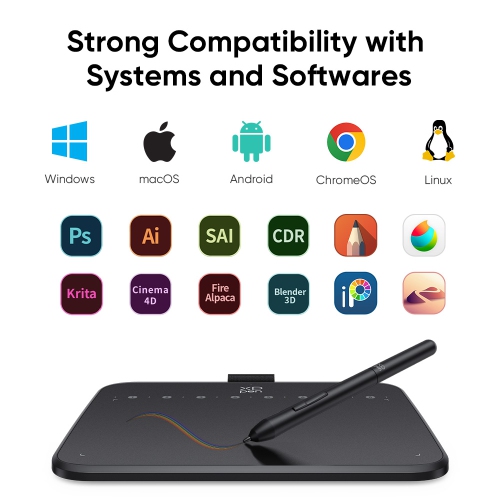 XPPen 6''x4'' Deco 640 Drawing Tablet with 16384 Pressure Levels Sensitivity Stylus OSU Chromebook supported Drawing Pad for Digital Drawing Teaching