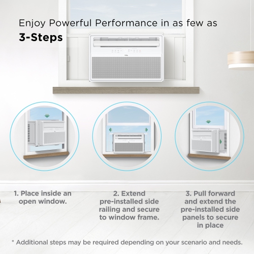 TCL 10,000 BTU Q-Series Inverter Smart Window Air Conditioner, Fan, & Dehumidifier, 450 Sq. Ft., Remote Control, Works with Alexa/Google Assistant