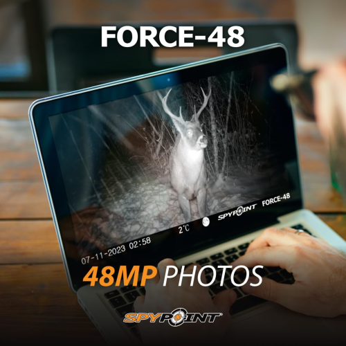 SPYPOINT FORCE 48 Trail Camera, Non-Cellular, 48MP Photo 720p Video w/ 48 Low-Glow LEDs for Image Quality Day or Night, 80’ Flash Range, 80’