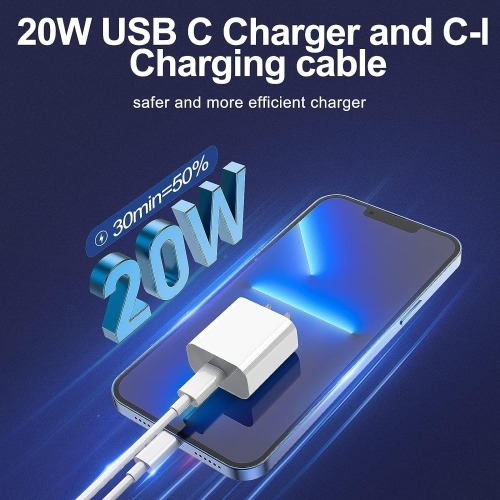 iPhone Charger,2 Pack Type C Wall Charger Block with 2 Pack [6FT&10FT] Long USB C to Lightning Cable for iPhone 14/13/12/12 Pro Max/11