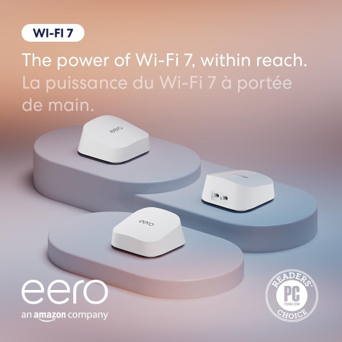 Brand New - eero 7 dual-band mesh Wi-Fi 7 router - Supports internet plans up to 2.5 Gbps, Coverage up to 560 m², 3-pack