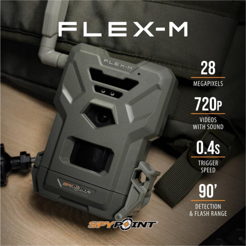 SPYPOINT Flex-M Cellular Trail Camera – 28MP Photos, 720p Video w/ Sound, GPS, Night Vision, No WiFi Needed, IP65 Water-Resistant – Top Value Hunting