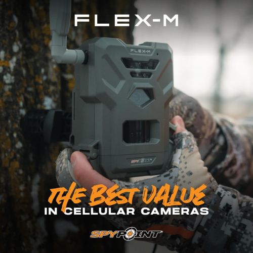 SPYPOINT FLEX-M Twin Pack Cellular Trail Cameras – 28MP Photos, 720p Video w/ Sound, GPS, Night Vision, Motion Activated, No WiFi, IP65 Rated –