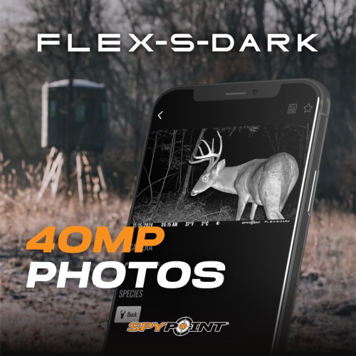 SPYPOINT FLEX-S-DARK Solar Cellular Trail Camera – Built-in Solar Panel, 40MP Photos, 1080p Videos + Sound, No-Glow Game Camera, Night Vision, Motion
