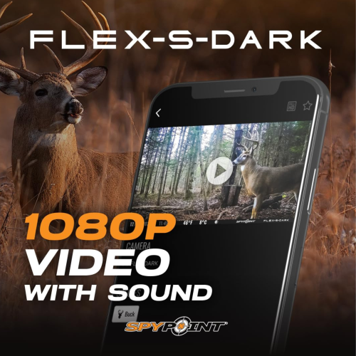 SPYPOINT FLEX-S-DARK Solar Cellular Trail Camera – Built-in Solar Panel, 40MP Photos, 1080p Videos + Sound, No-Glow Game Camera, Night Vision, Motion