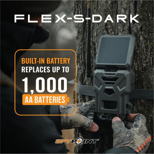 SPYPOINT FLEX-S-DARK Solar Cellular Trail Camera – Built-in Solar Panel, 40MP Photos, 1080p Videos + Sound, No-Glow Game Camera, Night Vision, Motion