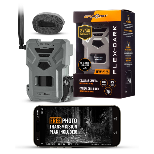 SPYPOINT FLEX-DARK Cellular Trail Camera, 40MP Photos, 1080p Video + Sound, No-Glow Game Camera, Hunting Night Vision, Motion Activated,100ft