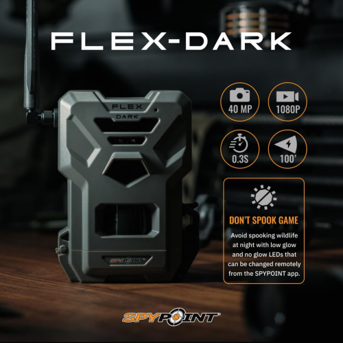 SPYPOINT Flex-Dark Twin Pack Cellular Trail Cameras – 40MP Photos, 1080p Video w/ Sound, No-Glow, Night Vision, 100ft Detection, Motion Activated, No
