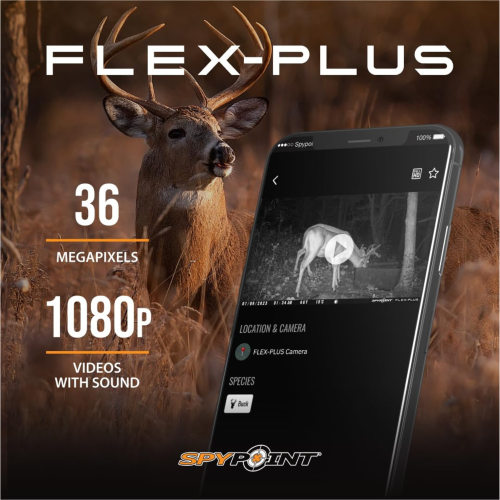 SPYPOINT FLEX-PLUS Cellular Trail Camera, 36MP Photos and 1080p Videos w/ Sound, Double the Battery Capacity, GPS-Enabled, 100' Flash & Detection