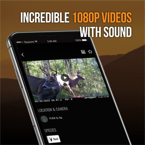 SPYPOINT Flex G-36 Cellular Trail Camera, 36MP Photos and 1080p Videos with Sound, GPS Enabled, LTE Connectivity, 100' Flash & Detection Range,