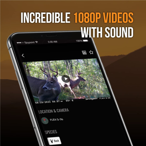 Deux caméras de sentier cellulaires SPYPOINT Flex G-36 – Photos 36&nbsp;Mpx, vidéo 1080p avec son, GPS, LTE, flash et détection 100&nbsp;pi,