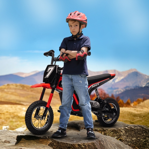 Moto tout-terrain électrique améliorée VOLTZ TOYS pour enfants, moteur 350 W 24 V, accélérateur à main Max 24 km/h et levier de frein.