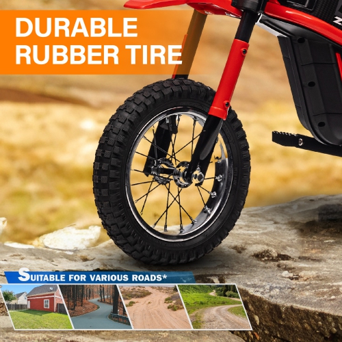 Moto tout-terrain électrique améliorée VOLTZ TOYS pour enfants, moteur 350 W 24 V, accélérateur à main Max 24 km/h et levier de frein.