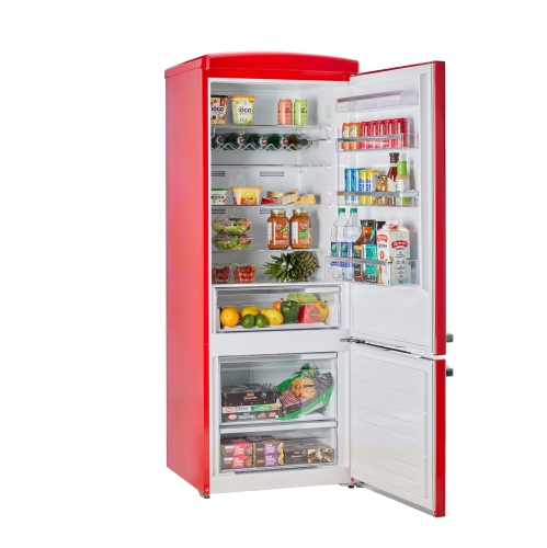 Réfrigérateur à congélateur inférieur rétro classique 16,7 pi³ d'Unique Appliances - Rouge pomme de tire, Energy Star