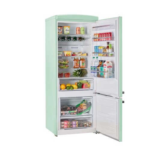 Réfrigérateur à congélateur inférieur rétro classique 16,7 pi³ d'Unique Appliances - Vert menthe estival, Energy Star