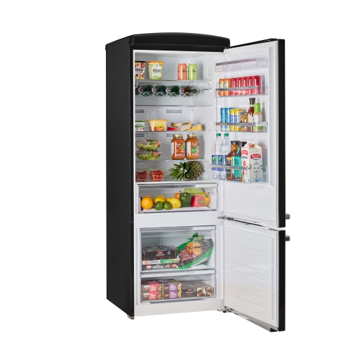 Réfrigérateur à congélateur inférieur rétro classique 16,7 pi³ d'Unique Appliances - Noir minuit, Energy Star