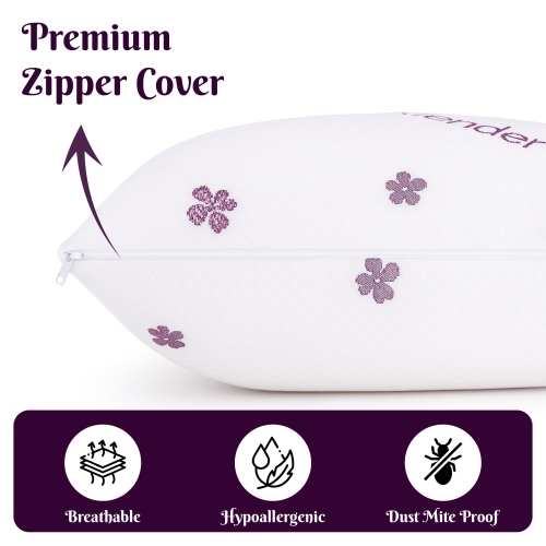 Beddora Lavender-Infused Pillow – Set of 2 – Calming Scent, Soft Cover & Plush Support – 20" x 26"