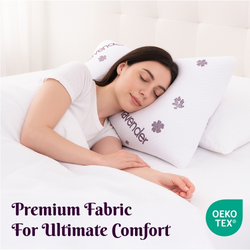 Beddora Lavender-Infused Pillow – Set of 2 – Calming Scent, Soft Cover & Plush Support – 20" x 26"