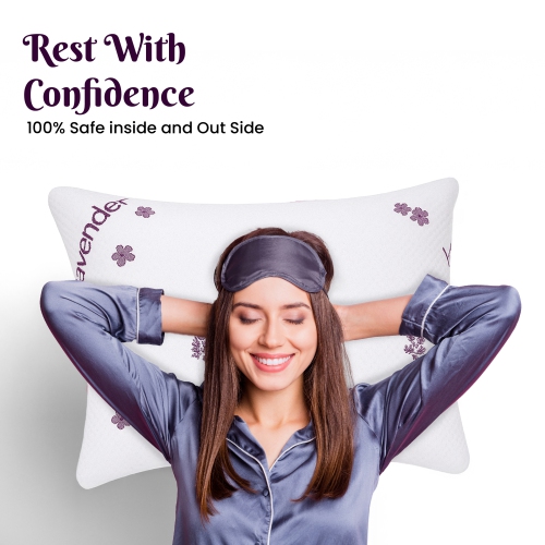 Beddora Lavender-Infused Pillow – Set of 2 – Calming Scent, Soft Cover & Plush Support – 20" x 26"