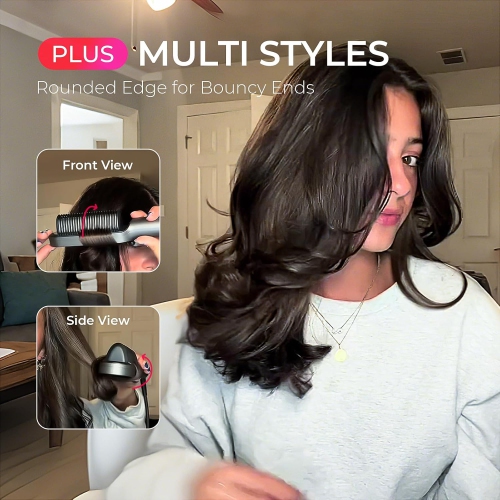 Brosse lissante ionique Ring Plus de TYMO - Peigne lissant avec ions négatifs pour femmes, revêtement en titane, 9 réglages de température et