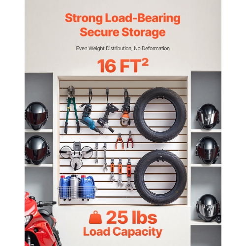 VEVOR 4 x 4 ft MDF Garage Slat Wall Paneling, with Modular Design, White Slat Wall Adjustable Slatwall Panel with Coupling Structure & DIY Cutting,