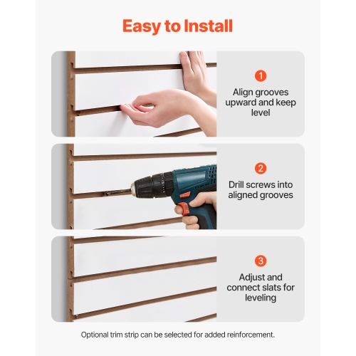 VEVOR 4 x 4 ft MDF Garage Slat Wall Paneling, with Modular Design, White Slat Wall Adjustable Slatwall Panel with Coupling Structure & DIY Cutting,