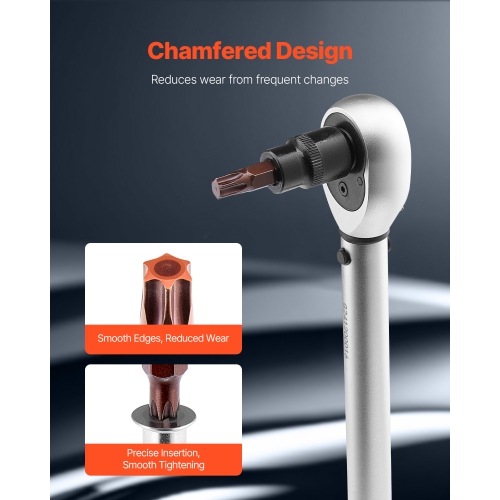 VEVOR 31-Piece Torx Bit Socket and External Set, T8-T70 and E4-E24, S2 Alloy Steel and Cr-V Steel, 1/4 in, 3/8 in, and 1/2 in Drives, with Adapter