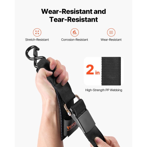 VEVOR 2 in x 4 ft Retractable Ratchet Tie Down Straps with Security Lock S Hooks,2 Pack Heavy Duty Ratchet Tie Down Straps with 1500 lbs Break