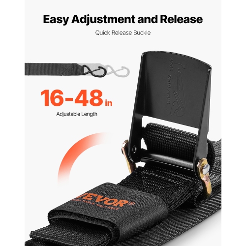 VEVOR 2 in x 4 ft Retractable Ratchet Tie Down Straps with Security Lock S Hooks,2 Pack Heavy Duty Ratchet Tie Down Straps with 1500 lbs Break