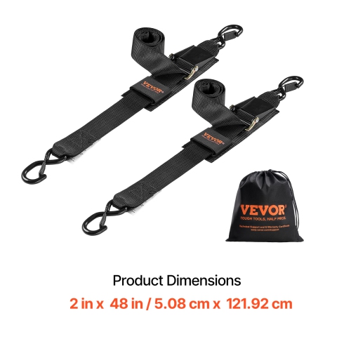 VEVOR 2 in x 4 ft Retractable Ratchet Tie Down Straps with Security Lock S Hooks,2 Pack Heavy Duty Ratchet Tie Down Straps with 1500 lbs Break