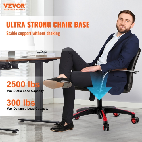 VEVOR 28" Office Chair Base Replacement, 2500 lbs Static Load, Computer Desk Chair Stool Base Part with 5 Casters and Reinforced Legs, Desk Chair