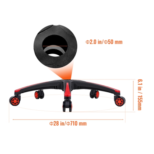 VEVOR 28" Office Chair Base Replacement, 2500 lbs Static Load, Computer Desk Chair Stool Base Part with 5 Casters and Reinforced Legs, Desk Chair