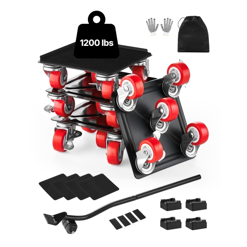 VEVOR 1200 lbs Load Furniture Dolly, Furniture Movers with 5 360° Rotation Wheels, Carbon Steel Panel, Furniture Lift Slider Tool Set for Appliances,