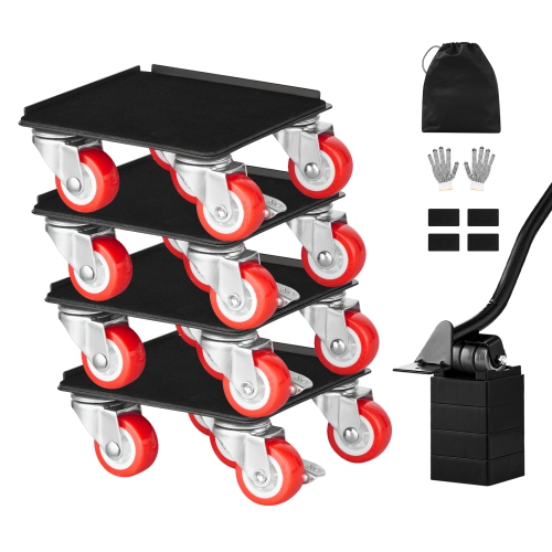 VEVOR 1200 lbs Load Furniture Dolly, Furniture Movers with 5 360° Rotation Wheels, Carbon Steel Panel, Furniture Lift Slider Tool Set for Appliances,