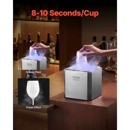 VEVOR 8-10 Seconds/Cup Glass Froster Chiller with LED Light, Instant Glass Chiller for Wine, Cocktail, Champagne, Mixed Drinks, Juice, Ideal for Bar,