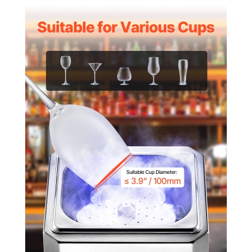 VEVOR 8-10 Seconds/Cup Glass Froster Chiller with LED Light, Instant Glass Chiller for Wine, Cocktail, Champagne, Mixed Drinks, Juice, Ideal for Bar,