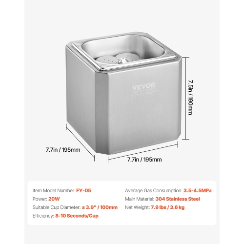 VEVOR 8-10 Seconds/Cup Glass Froster Chiller with LED Light, Instant Glass Chiller for Wine, Cocktail, Champagne, Mixed Drinks, Juice, Ideal for Bar,