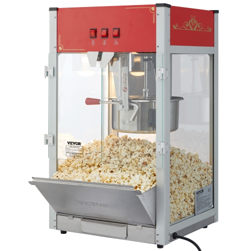 VEVOR 1440W Popcorn Maker, 12 Oz Kettle Makes 80 Cups per Batch, Countertop Popcorn Maker with Tempered Glass, 3 Stainless Steel Scoops, Movie