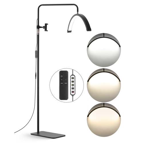 VEVOR 23 inch Dimmable LED Floor Lamp Lash Light for for Esthetician Eyelash Extensions,Arched Eyelash Lamp with Phone Holder,Remote Control,for