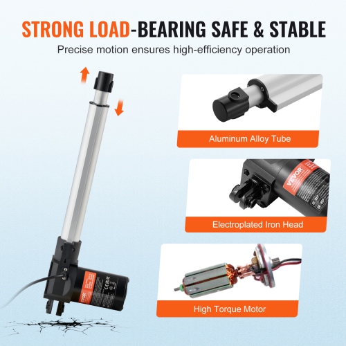 VEVOR 12V 10 Inch 1320lbs/6000N Linear Actuator, 0.19"/s Linear Motion Actuator with Mounting Bracket & IP44 Protection for Electric Door Industrial